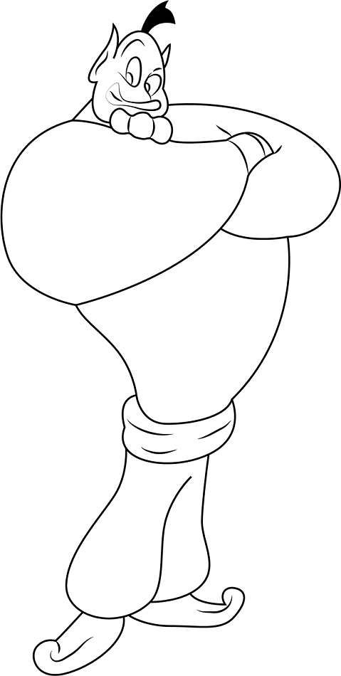 Dibujo de Genio de Aladdín para Colorear y Imprimir