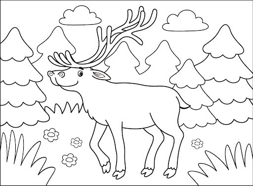 Dibujo de Alce de Dibujos Animados para Colorear y Imprimir