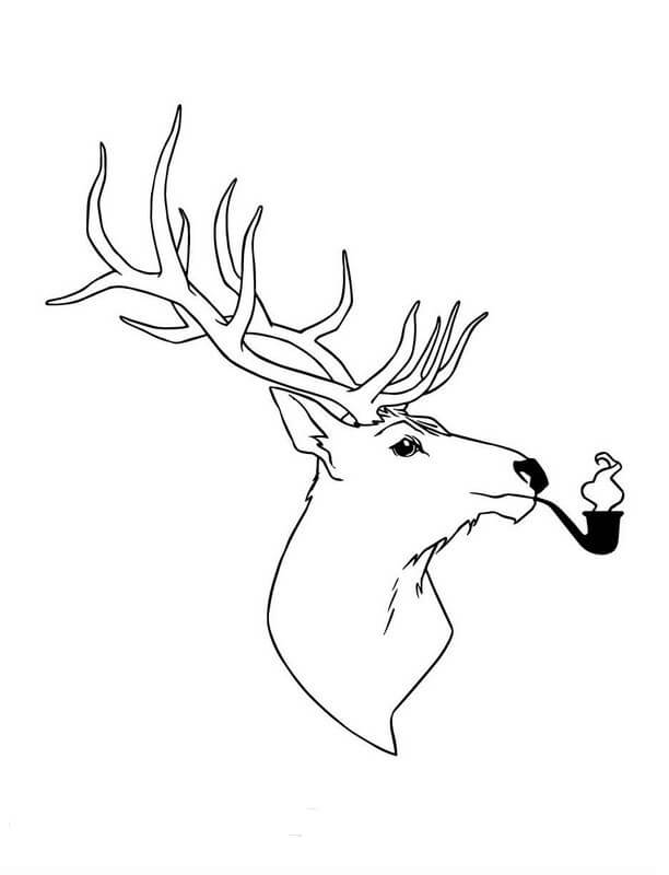Dibujo de Alce Fumar para Colorear y Imprimir