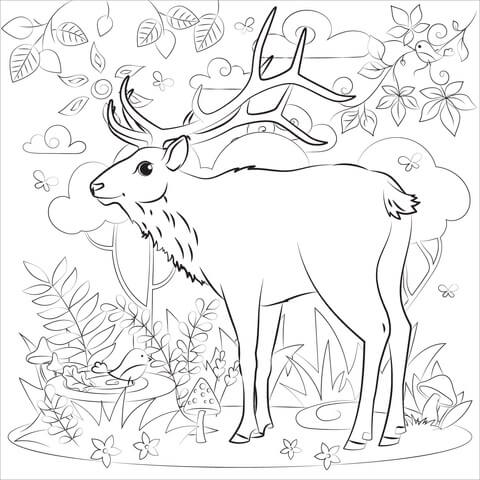 Dibujo de Bonito Alce para Colorear y Imprimir