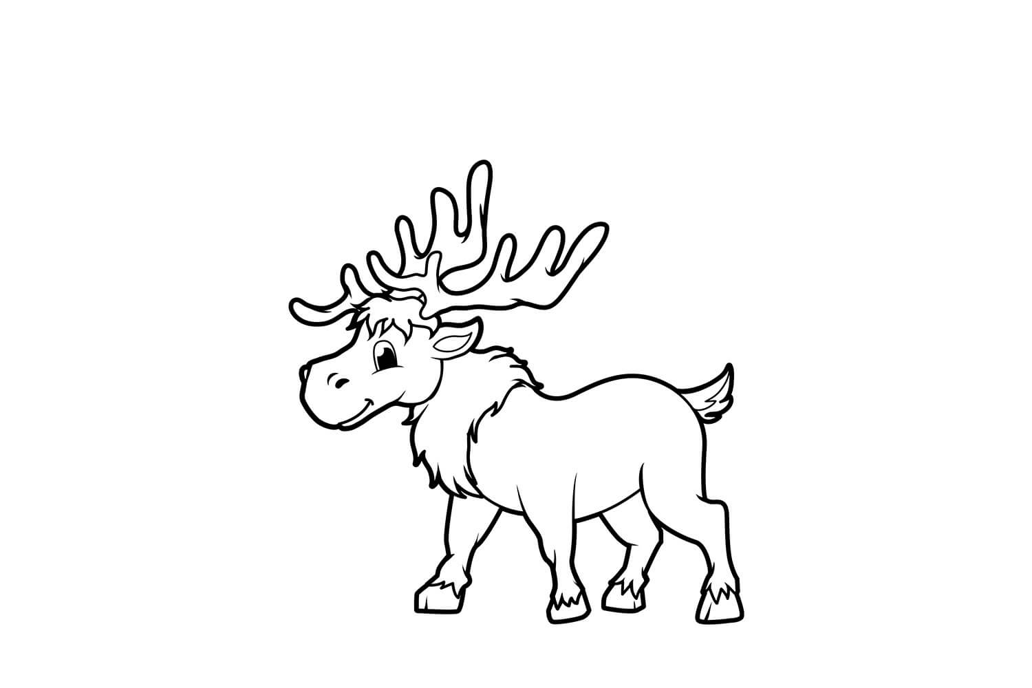 Dibujo de Pequeño Alce para Colorear y Imprimir