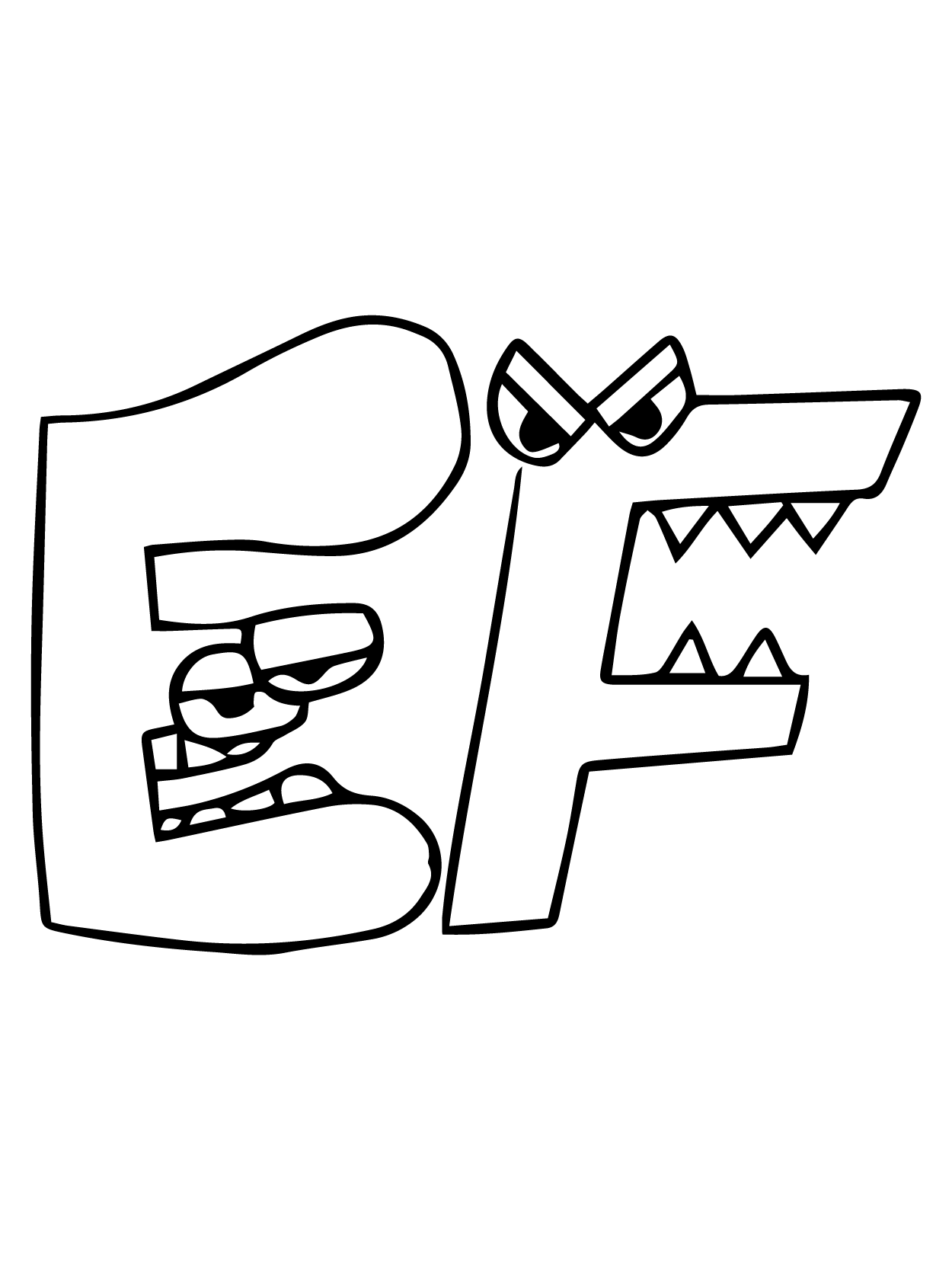 Dibujo de Alphabet Lore e F para Colorear y Imprimir