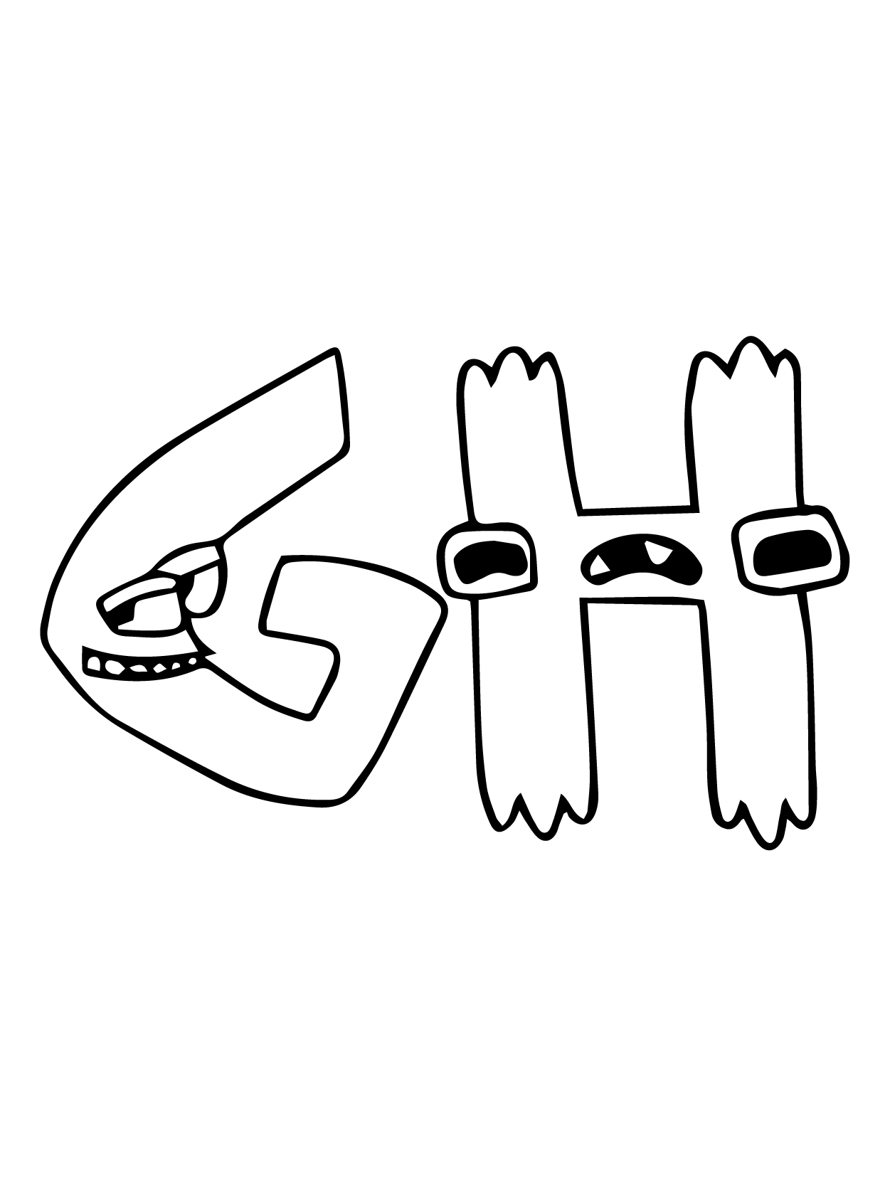 Dibujo de Alphabet Lore G H para Colorear y Imprimir