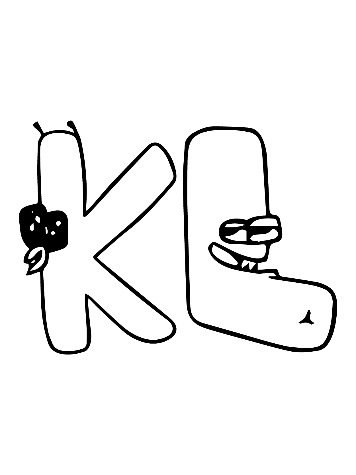 Dibujo de Alphabet Lore K L para Colorear y Imprimir
