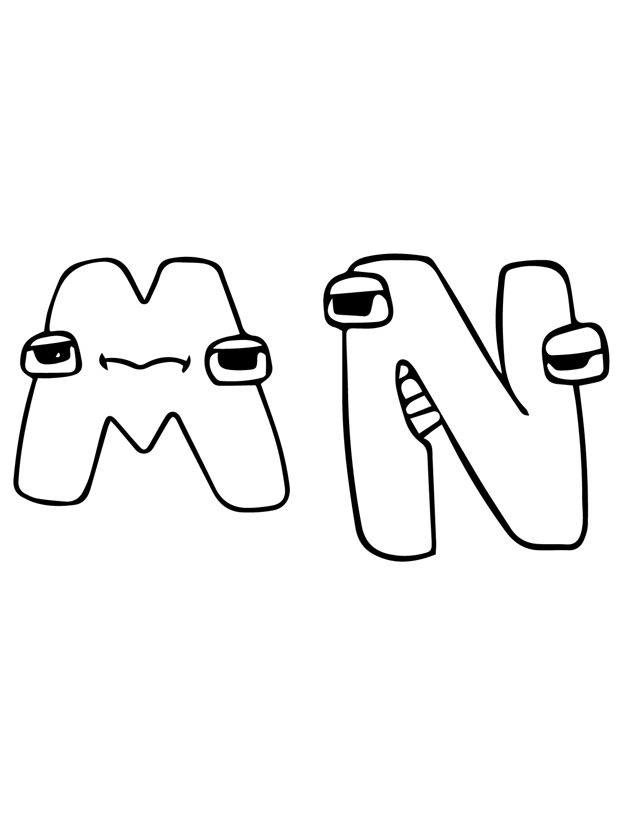 Dibujo de Alphabet Lore M N para Colorear y Imprimir