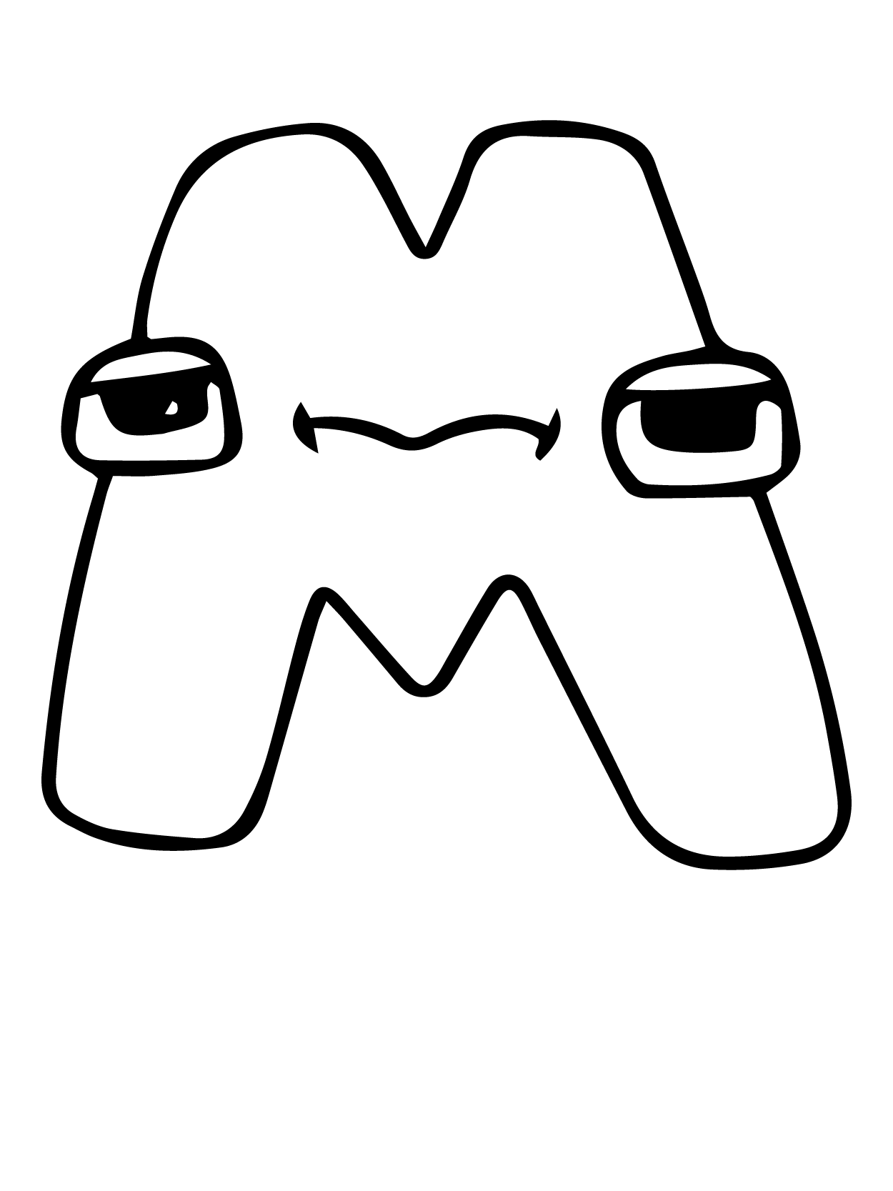 Dibujo de Alphabet Lore M para Colorear y Imprimir