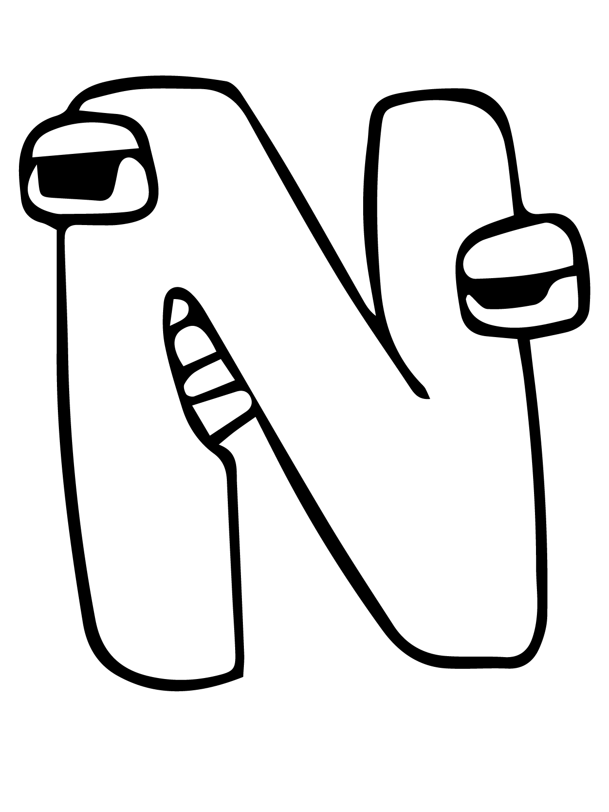Dibujo de Alphabet Lore N para Colorear y Imprimir