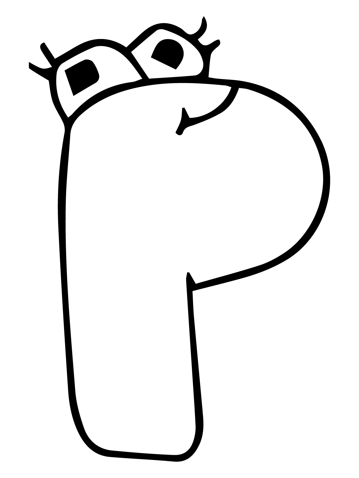 Dibujo de Alphabet Lore P para Colorear y Imprimir