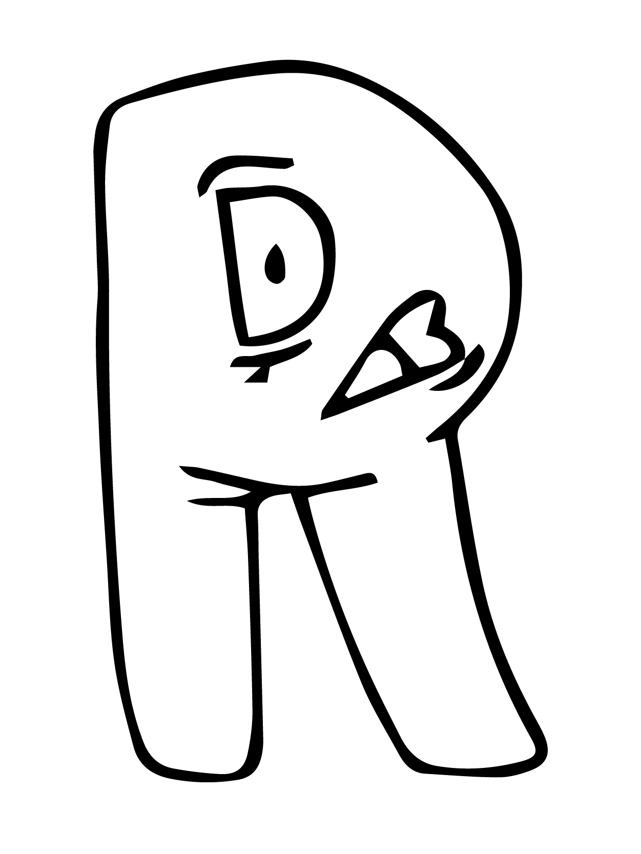 Dibujo de Alphabet Lore R para Colorear y Imprimir