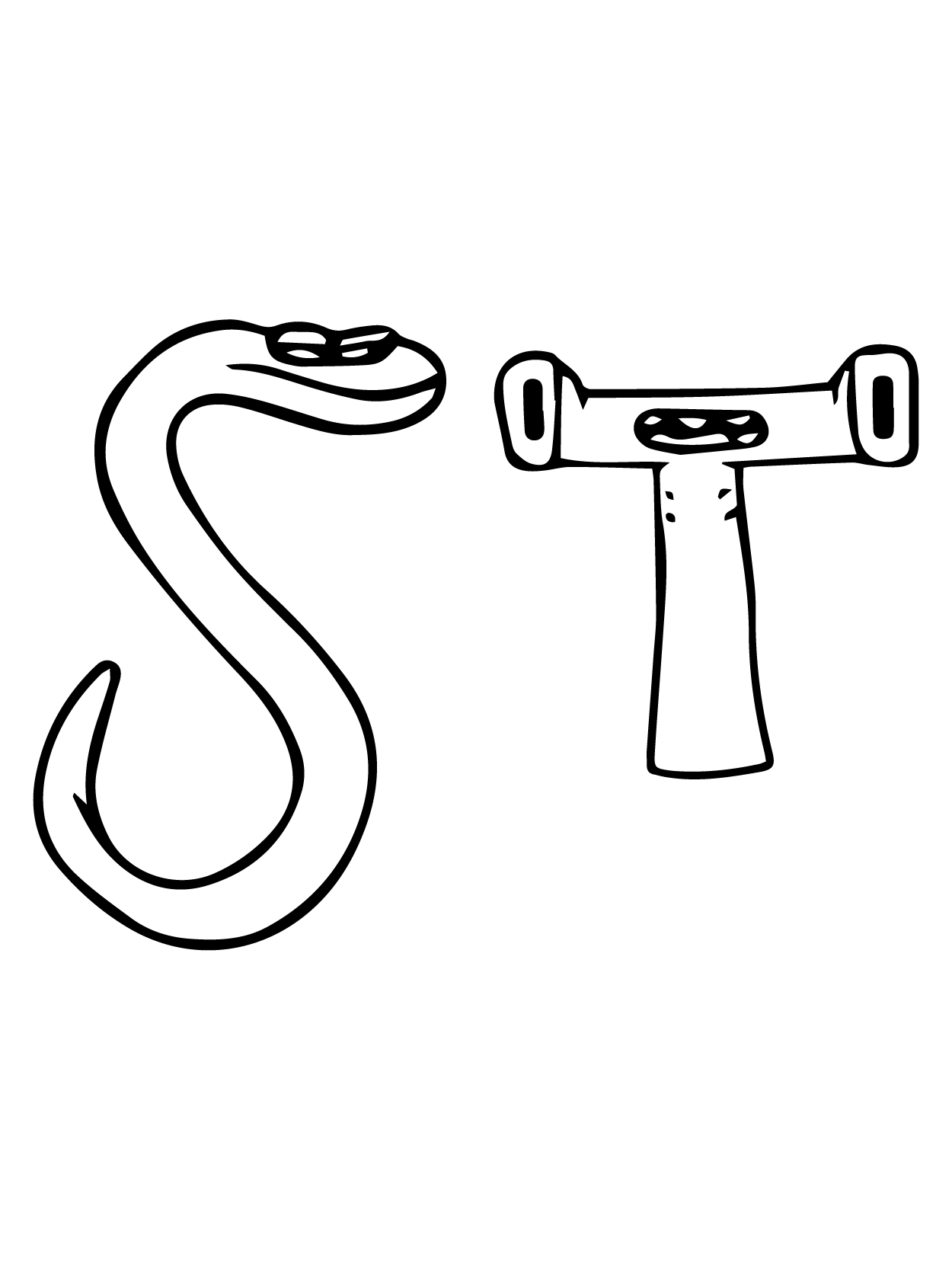Dibujo de Alphabet Lore S T para Colorear y Imprimir