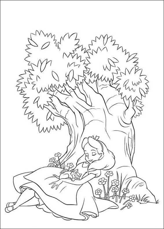 Dibujo de Alice Está Durmiendo para Colorear y Imprimir