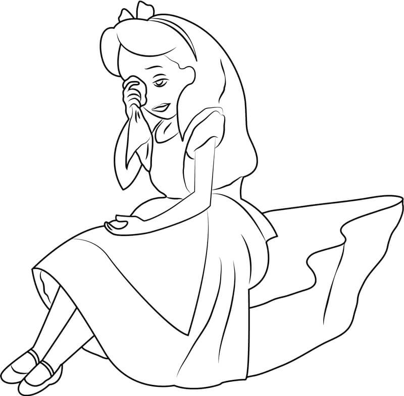 Dibujo de Alice Está Llorando para Colorear y Imprimir