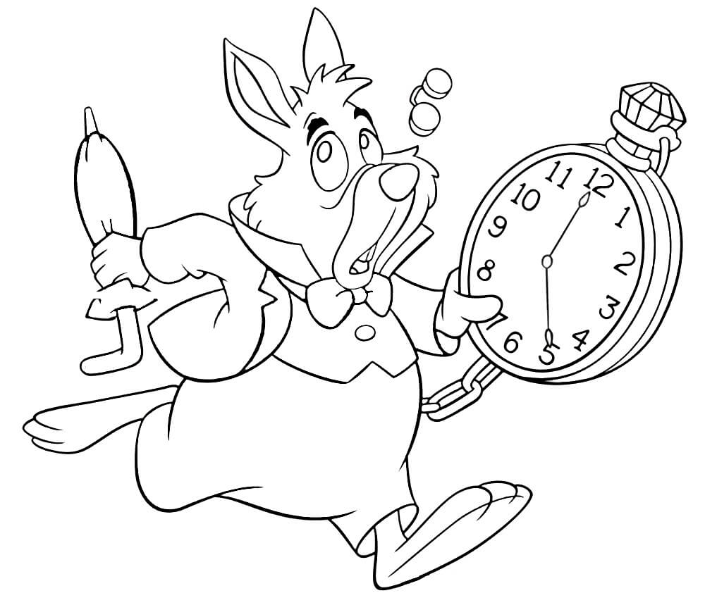 Dibujo de Conejo Blanco Tardío para Colorear y Imprimir