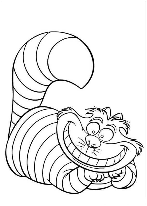 Dibujo de Gato de Cheshire Sonriente para Colorear y Imprimir