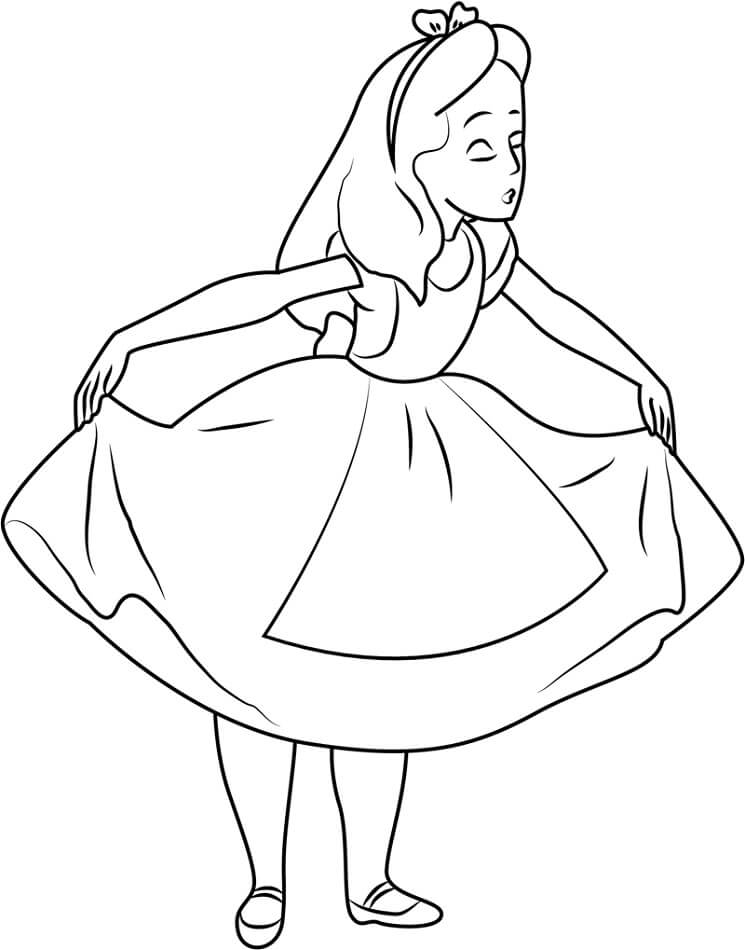 Dibujo de Hermosa Alicia para Colorear y Imprimir