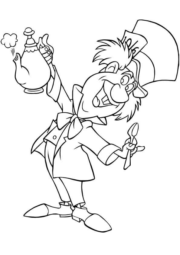 Dibujo de Sombrerero Loco para Colorear y Imprimir