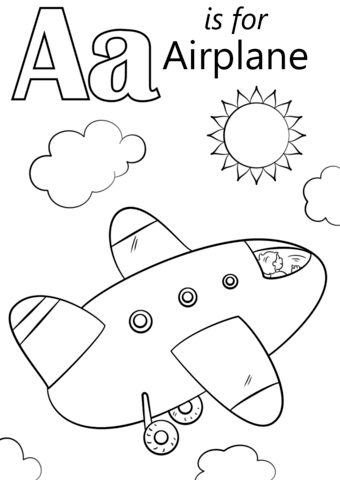 Dibujo de a Es para Avión para Colorear y Imprimir
