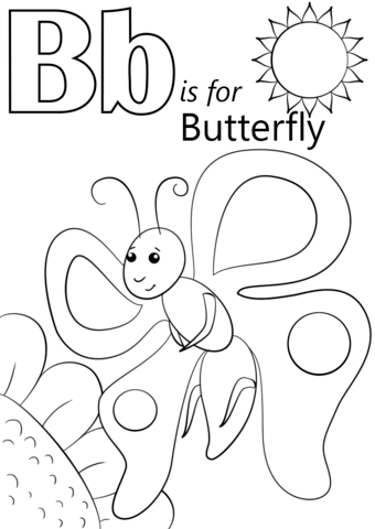 Dibujo de B Es para Mariposa para Colorear y Imprimir
