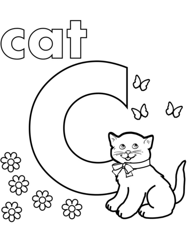 Dibujo de C Es para Gato para Colorear y Imprimir