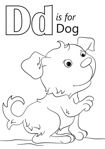 Dibujo de La Letra D Es para Perro para Colorear y Imprimir