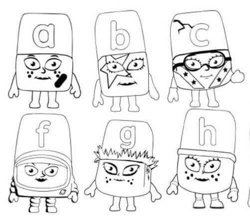 Dibujo de Alphablocks a a H 1 para Colorear y Imprimir