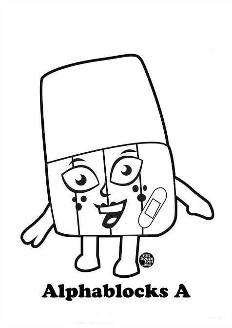 Dibujo de Alphablocks Hembra a 1 para Colorear y Imprimir