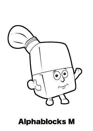 Dibujo de Alphablocks M ¡Feliz 1 para Colorear y Imprimir