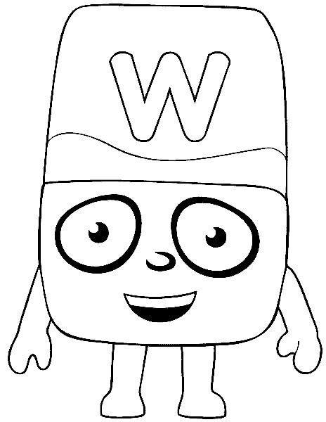 Dibujo de Alphablocks W Divertido 1 para Colorear y Imprimir