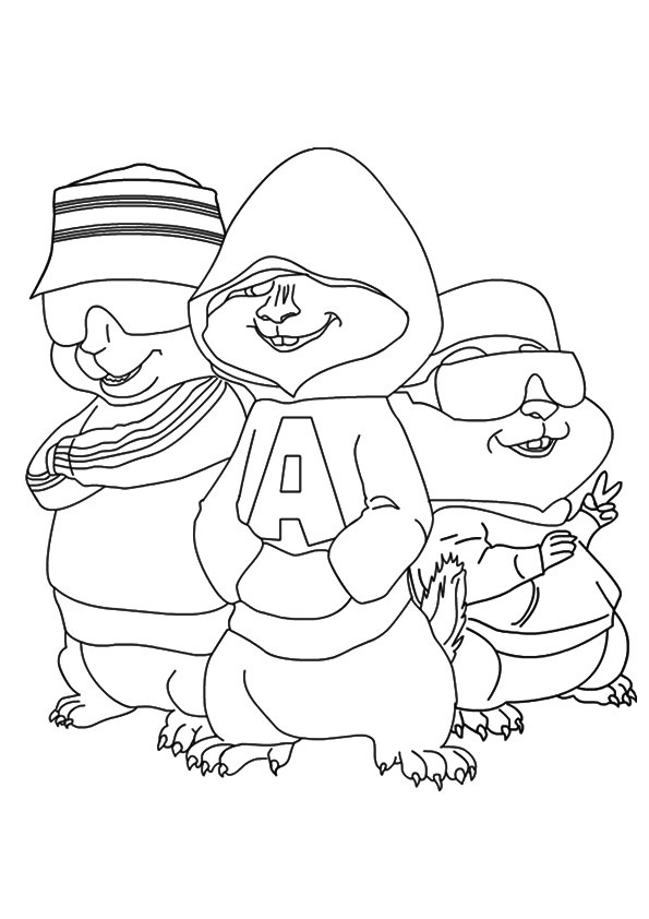Dibujo de Las Ardillas Hiphop para Colorear y Imprimir