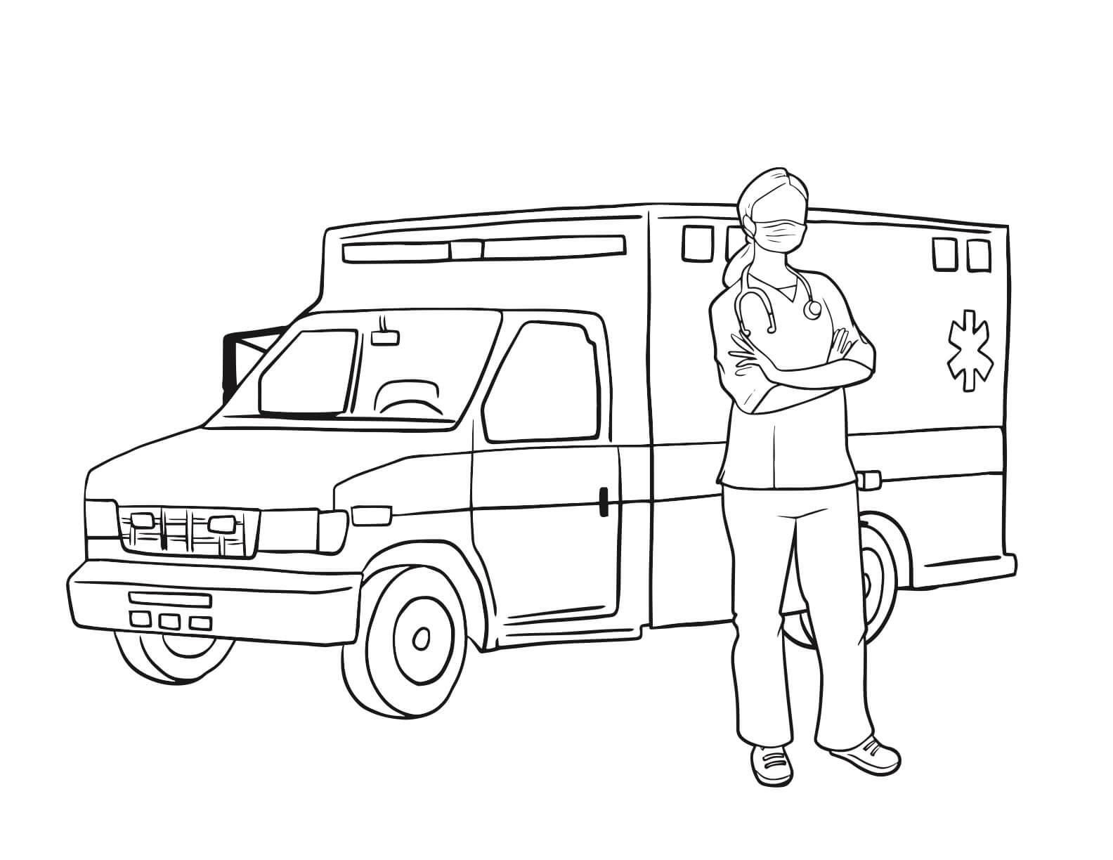 enfermera de la ambulancia de conduccion