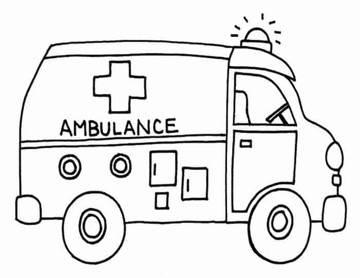 dibujo ambulancia imprimible para colorear