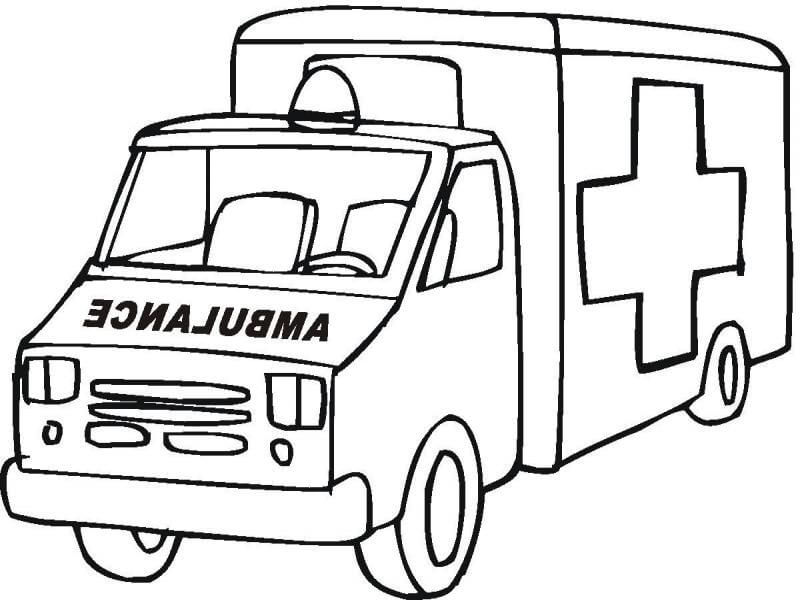 dibujo de bonita ambulancia para imprimir y pintar