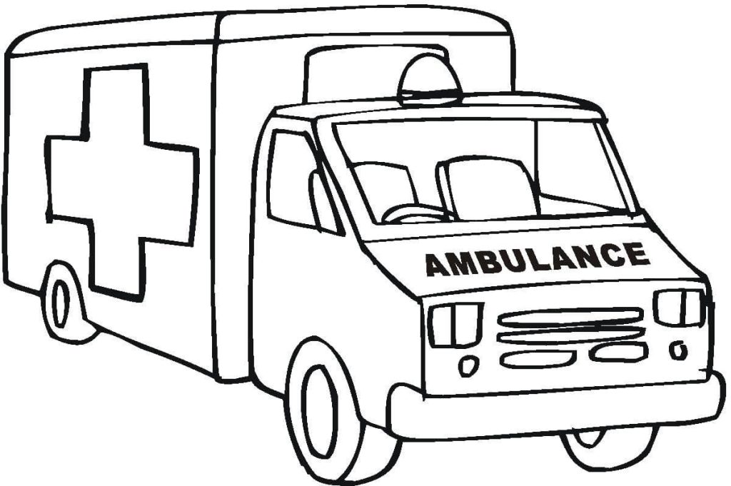 Dibujo de Gran Ambulancia para Colorear y Imprimir