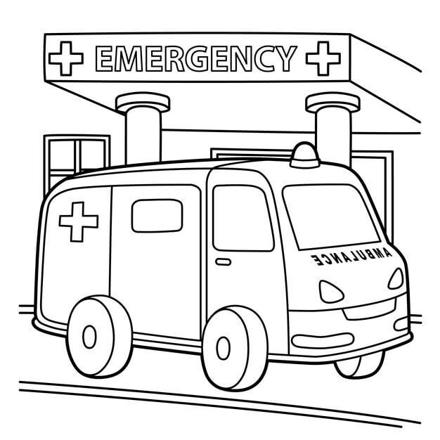 dibujo linda ambulancia para colorear