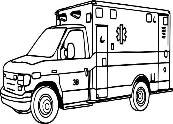 imagen ambulancia simples para colorear gratis