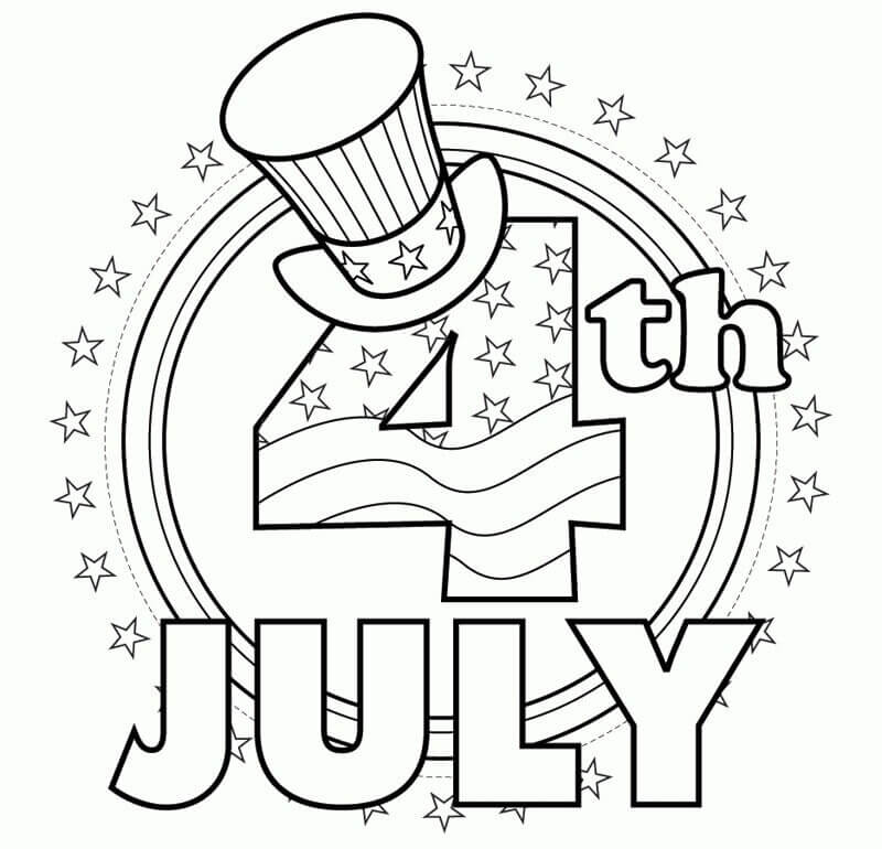 Dibujo de 4 de Julio de Bandera Americana para Colorear y Imprimir