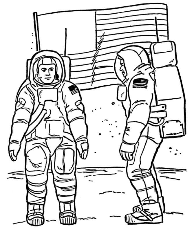 Dibujo de Astronauta Americano para Colorear y Imprimir
