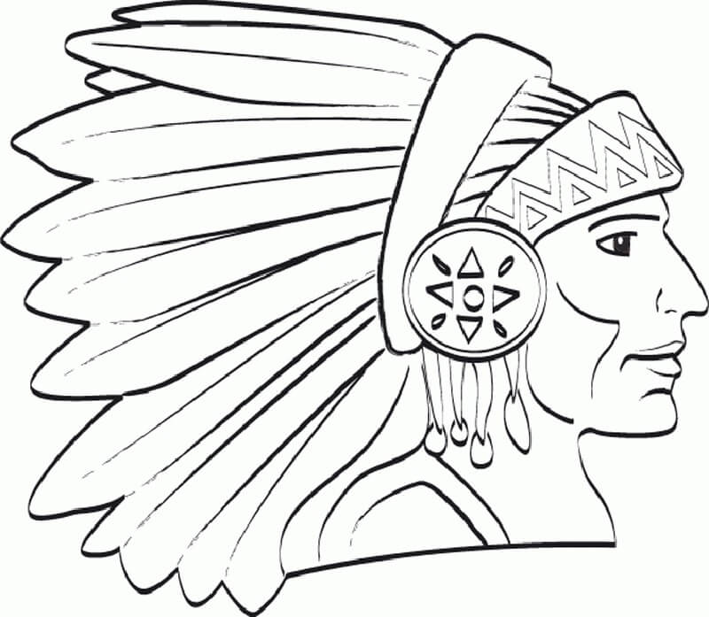 Dibujo de Jefe de Nativos Americanos para Colorear y Imprimir
