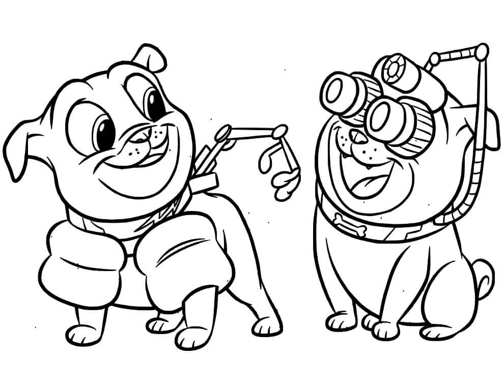 Dibujo de Bingo y Rolly Con Gears para Colorear y Imprimir