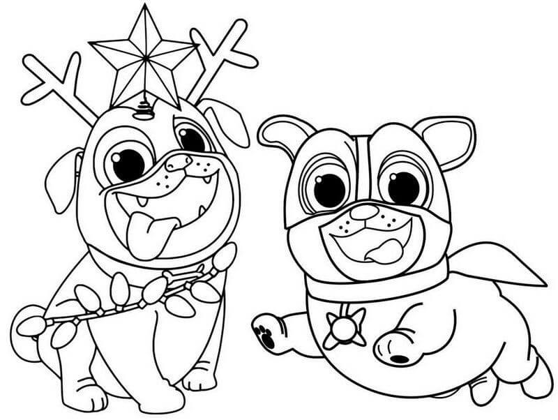 Dibujo de Bingo y Rolly Contento para Colorear y Imprimir