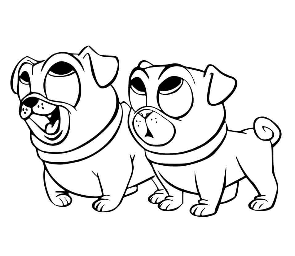 Dibujo de Bingo y Rolly Estúpido para Colorear y Imprimir