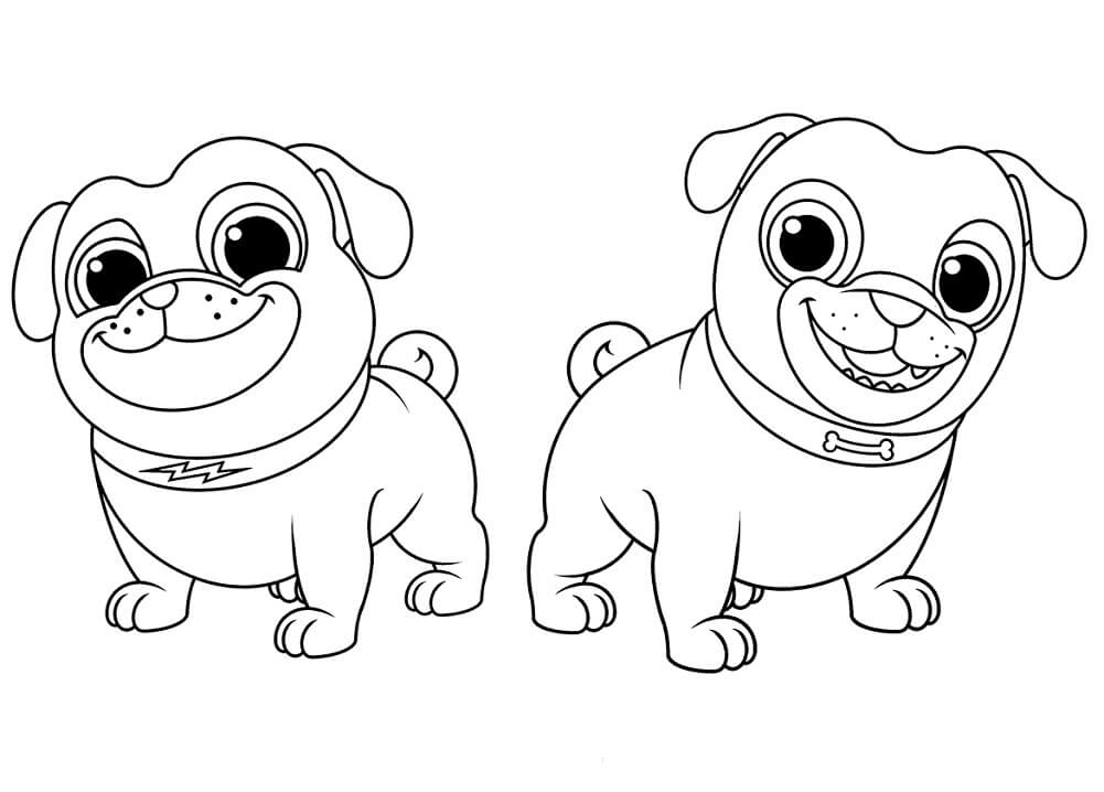 Dibujo de Bingo y Rolly para Colorear y Imprimir