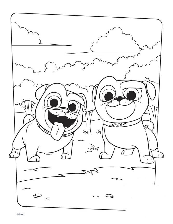 Dibujo de Happy Bingo y Rolly para Colorear y Imprimir