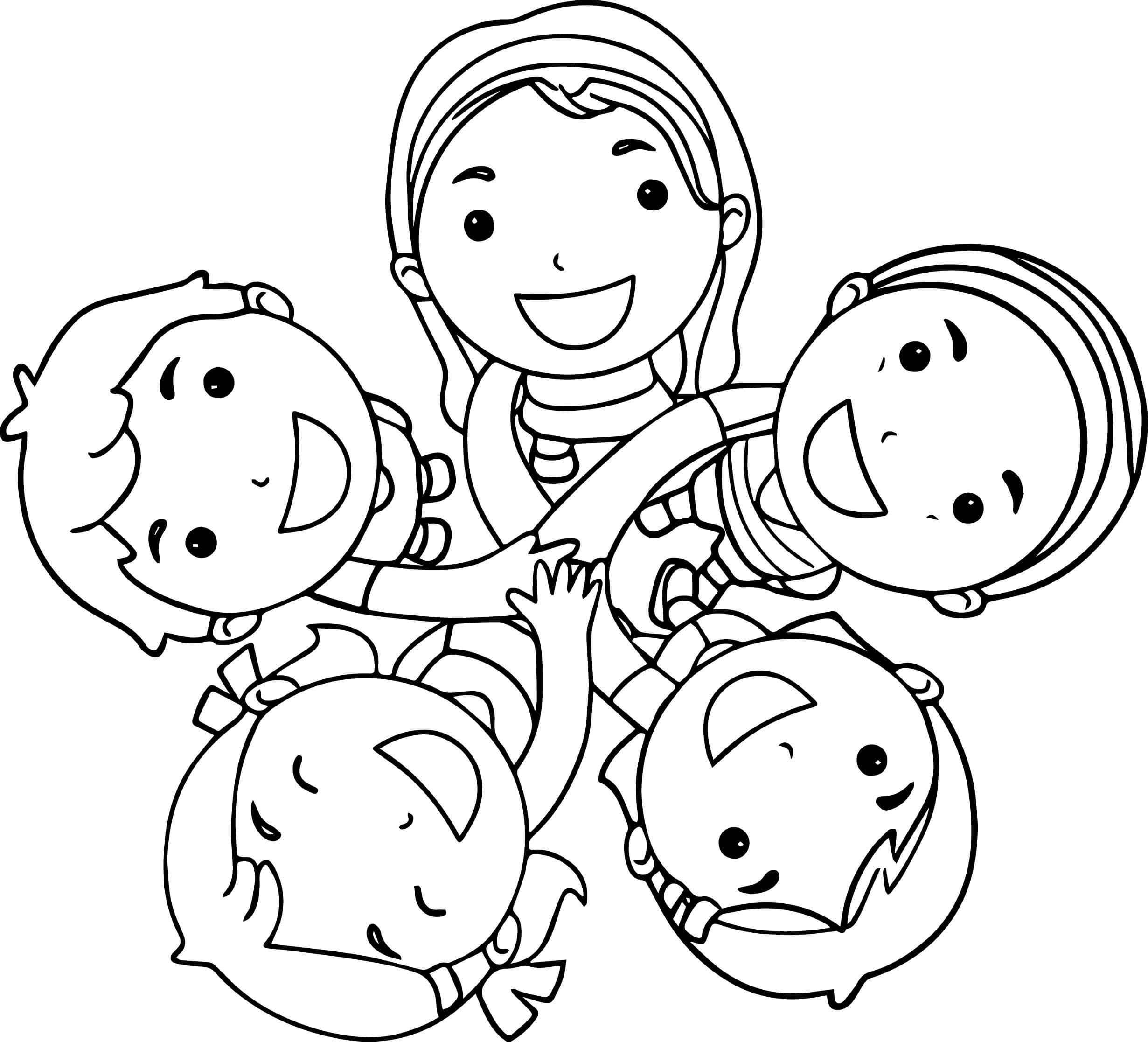 Dibujo de Cinco Amistad para Colorear y Imprimir