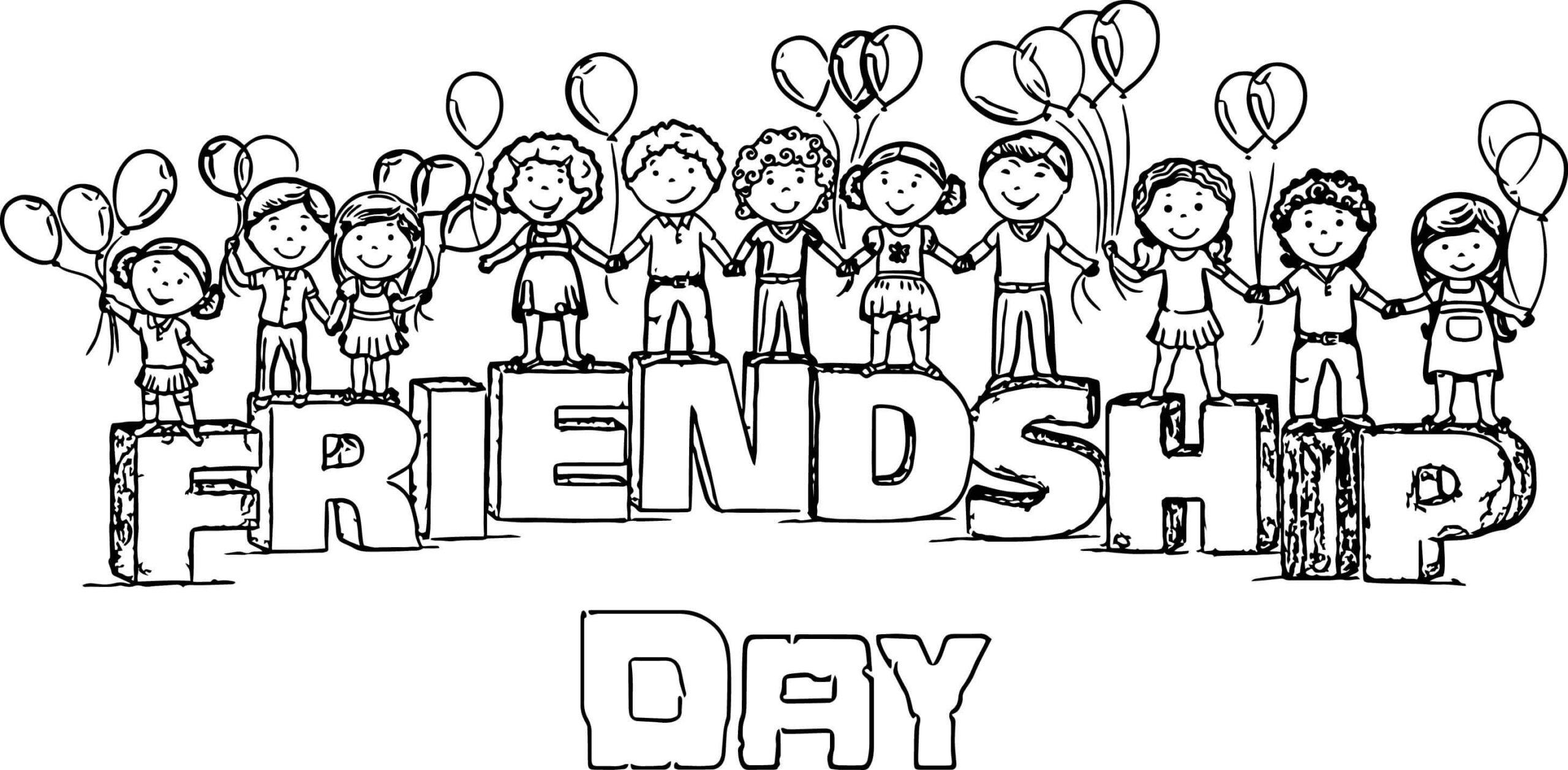 Dibujo de Día de La Amistad Scaled para Colorear y Imprimir