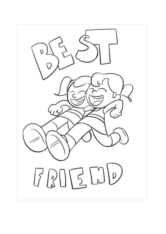 Dibujo de dos Amigas Corriendo para Colorear y Imprimir
