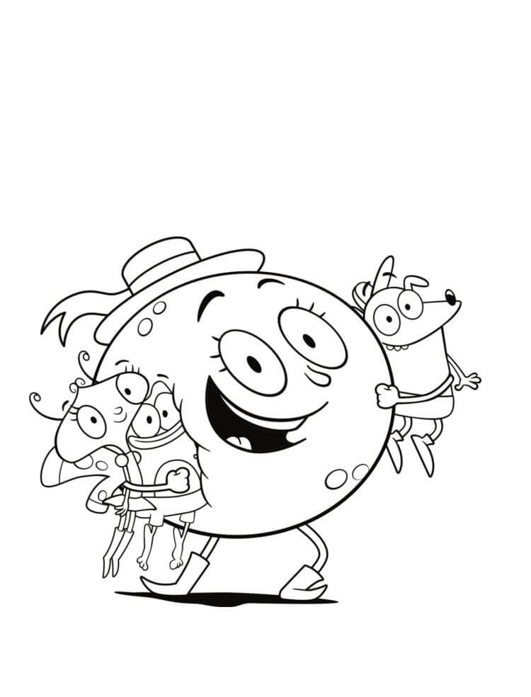 Dibujo de Luna y Amigos para Colorear y Imprimir