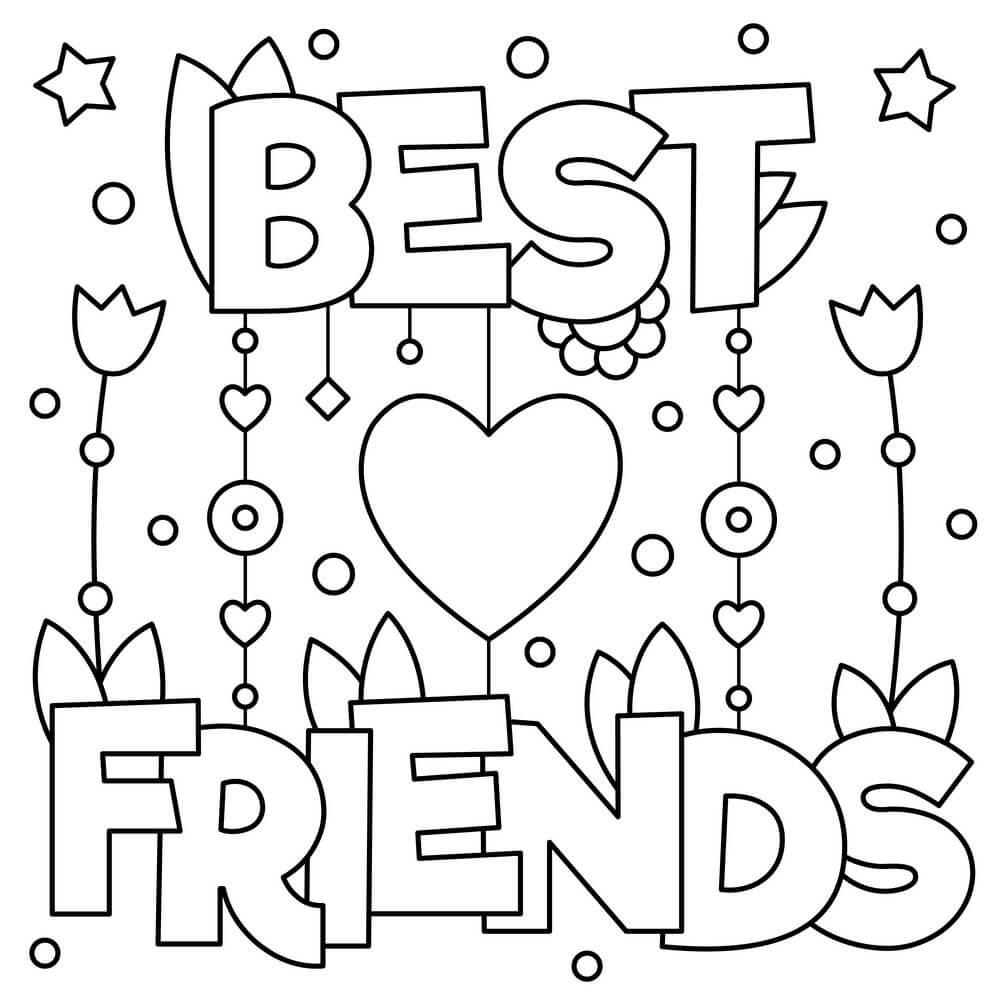 Dibujo de Mejores Amigos para Colorear y Imprimir