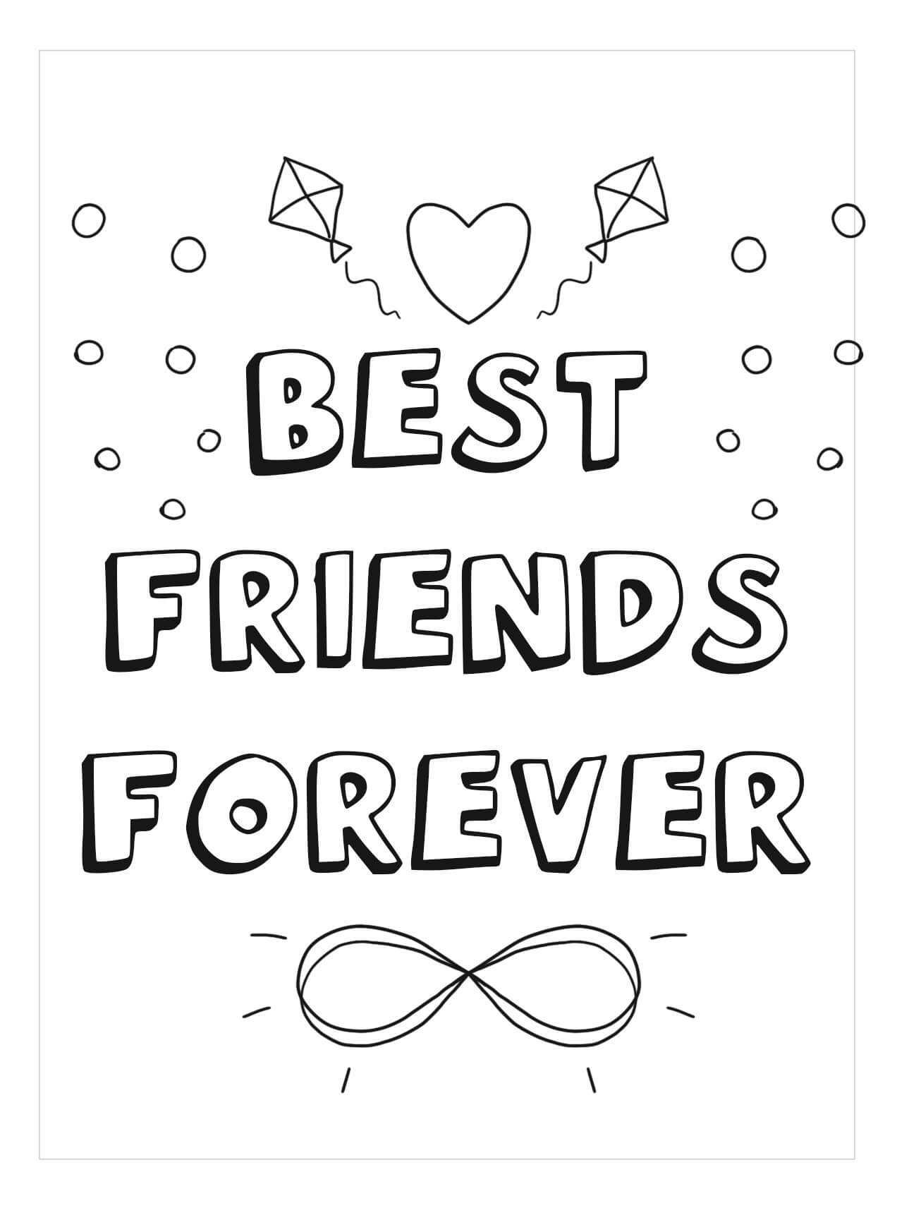 Dibujo de Mejores Amigos para Siempre para Colorear y Imprimir