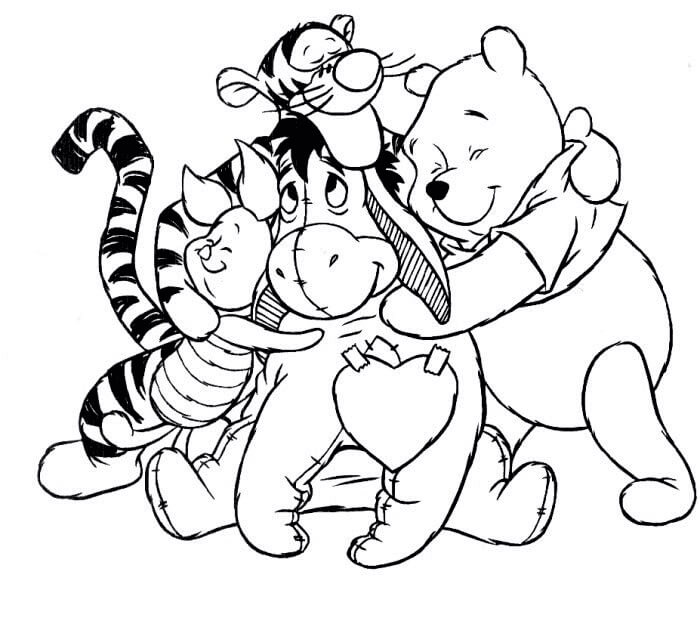 Dibujo de Oso Pooh y Sus Amigos para Colorear y Imprimir